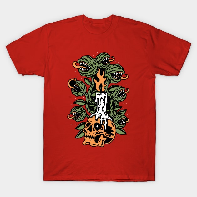 Plant skull monster illustration T-Shirt by Mako Design 